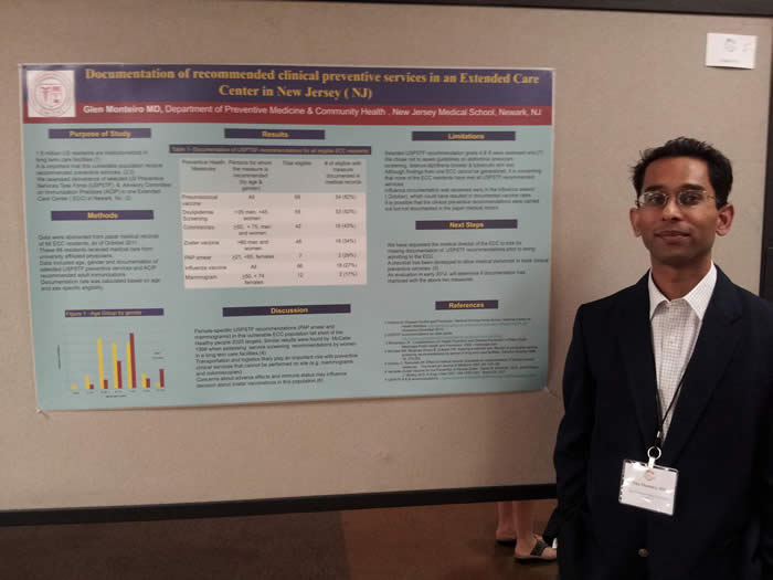 Preventive Medicine Resident, Glen Monteiro, MD during a poster presentation at the Annual Meeting of the American College of Preventive Medicine in Orlando Florida.
