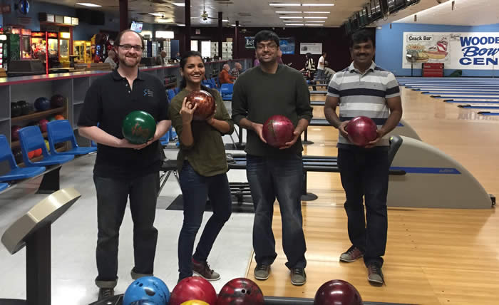 Group bowling event, before a fall holiday party for the Freundlich lab. Nov. 21, 2016