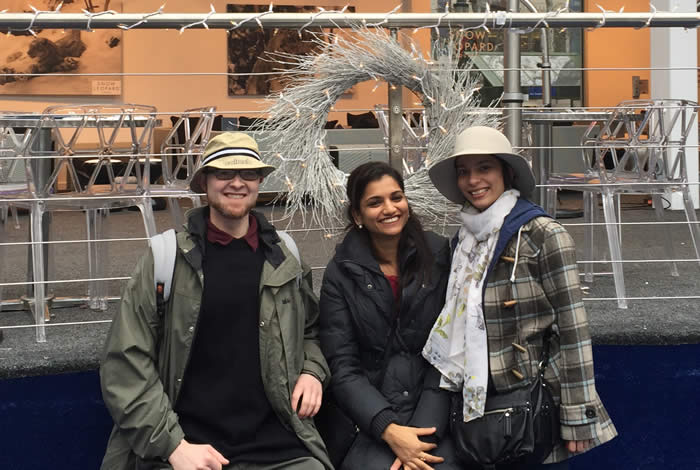 Alex, Nisha, and Divya at Bryant Park, Dec. 22, 2014