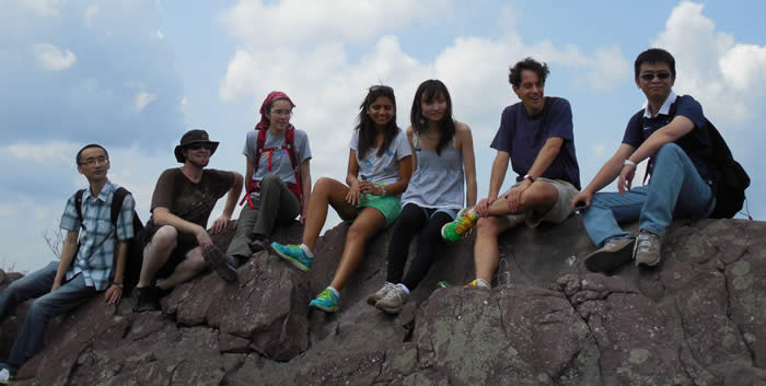 "On the rocks," on top of the mountain near Terrace Pond; group hike, July 31, 2014
