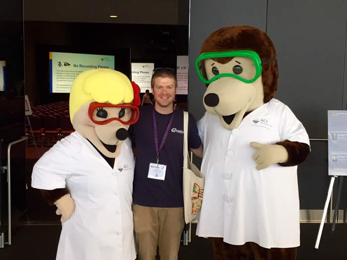 Tom with the Moles (mascots) at the ACS conference in Boston
