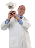 Doctor holding award